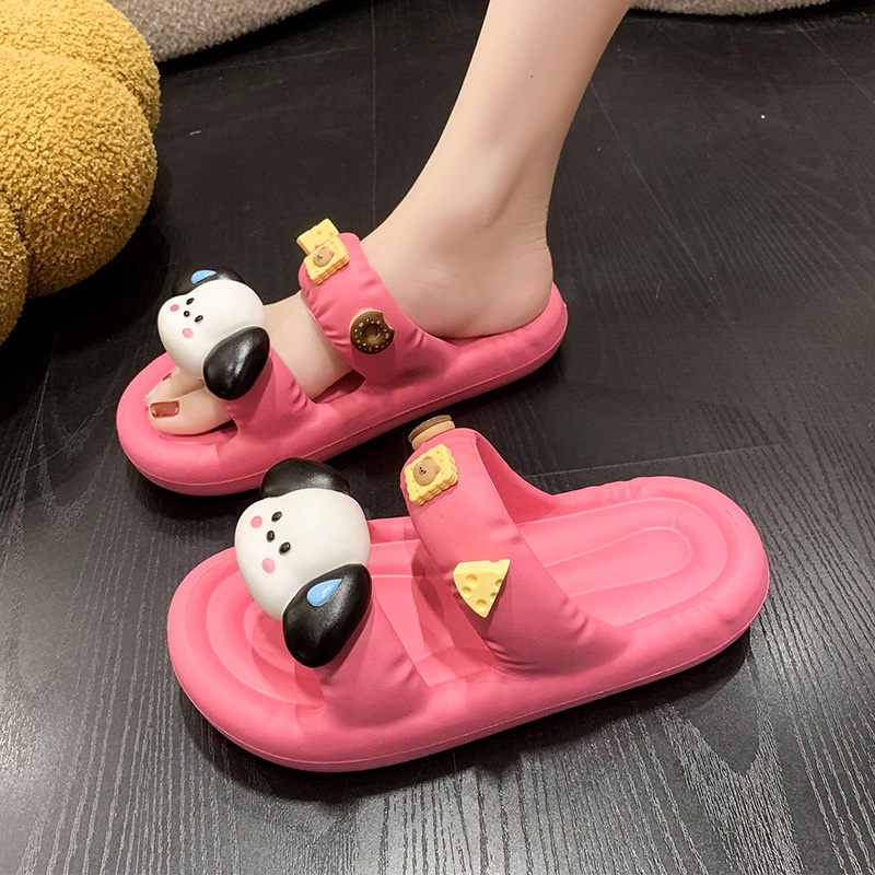 Dép Sandal Đế Xuồng Chống Trượt Thoải Mái In Hình Cún Hoạt Hình Thời Trang Dành Cho Nữ