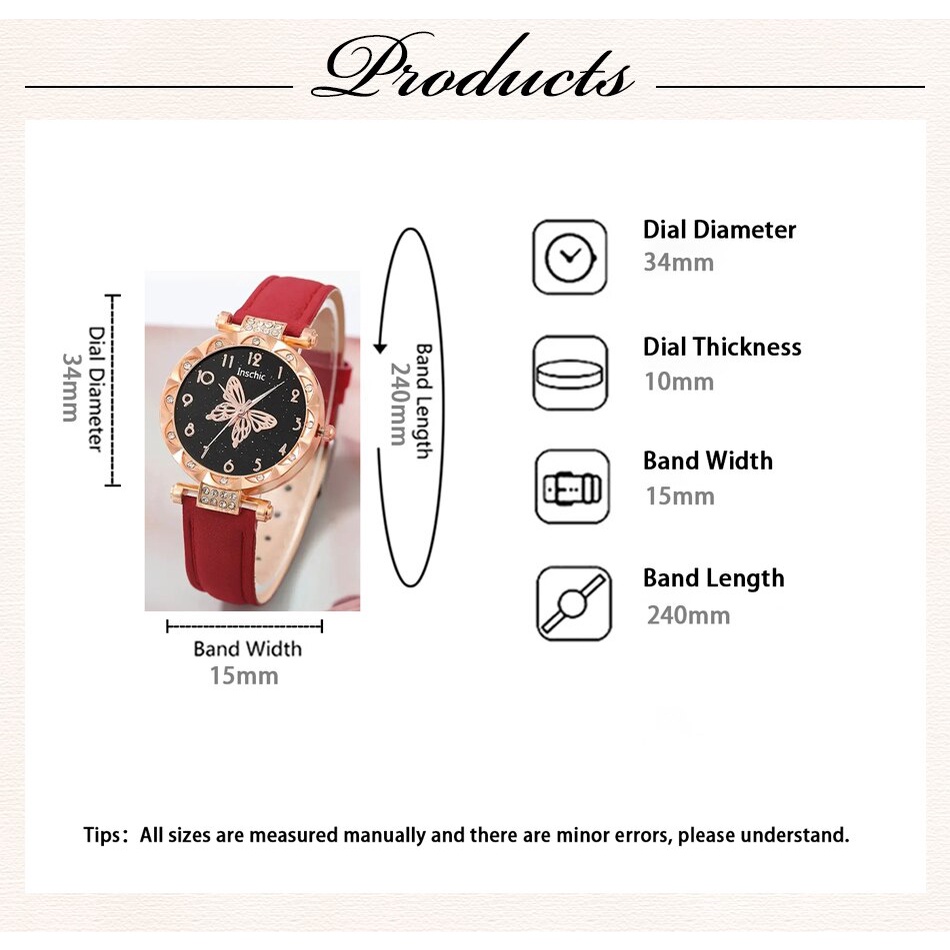 Set 5 Nhẫn Đồng Hồ Và Bông Tai Thời Trang Sang Trọng Cho Nữ