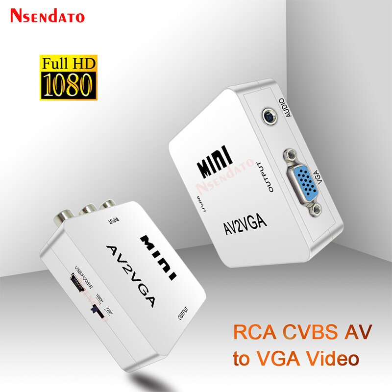 Bộ ChuyểN ĐổI Mini HD AV2VGA AV RCA CVBS Sang VGA 3.5mm Cho PC HDTV