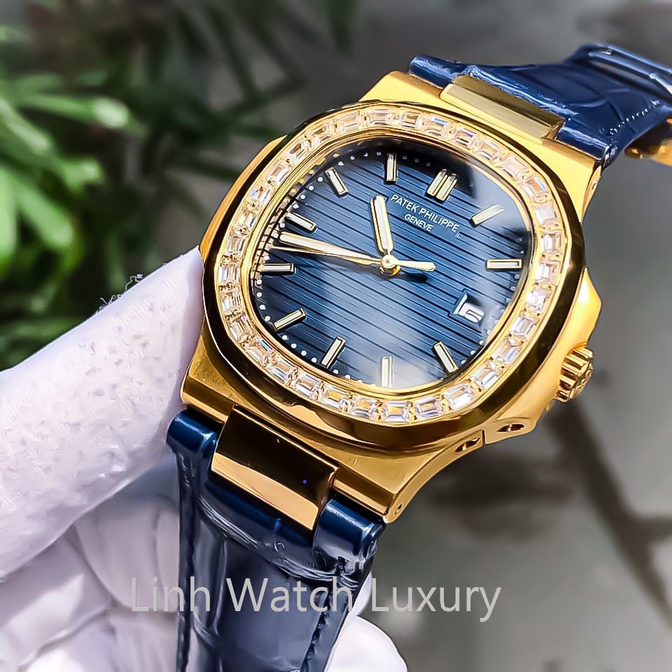 Đồng Hồ Nam Patek_Phi.lippe. 5711 Viền Đá CZ, Máy Cơ Automatic cao cấp