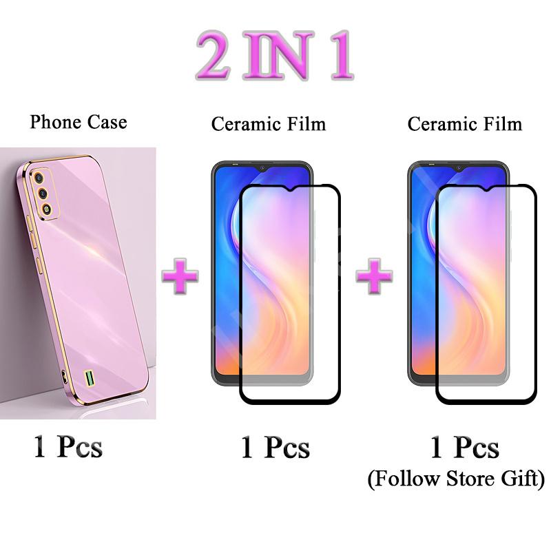 Ốp Điện Thoại TPU Mạ Điện 2 Trong 1 Với Miếng Dán Màn Hình Cong Bảo Vệ Cho Tecno Camon 20 Pro 5G