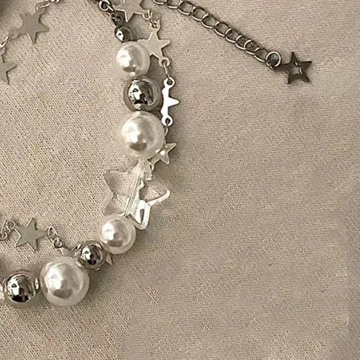 New vintage crystal star pentagram pearl beaded bracelet for women sweet aesthetic charm bracelet harajuku fashion jewelry gift - hsu