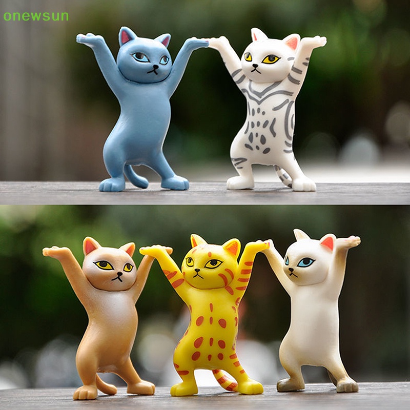 Onewsun dancing cat hình trang trí hoạt hình mèo mô hình đồ chơi thời trang trao đổi cat capsule đồ chơi búp bê trang trí bánh mới
