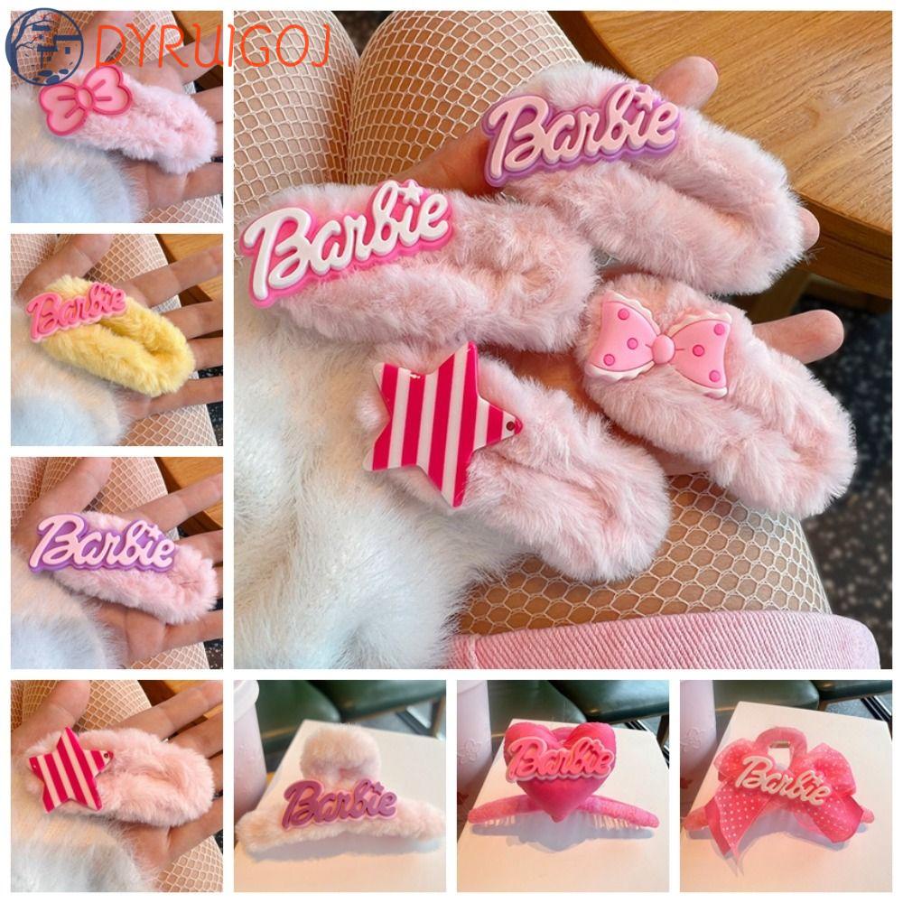 Dyruidoj kẹp chữ barbie, ngôi sao anime barbie kẹp tóc màu hồng, kẹp tóc nơ ngọt ngào kẹp mỏ vịt hàng ngày