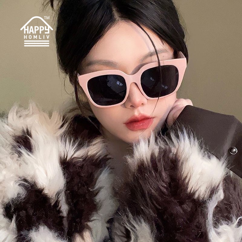 HAPPY HOMLIV Kính Mát Gọng Vuông Nhỏ Che Nắng Cho Nữ Dopamine Barbie