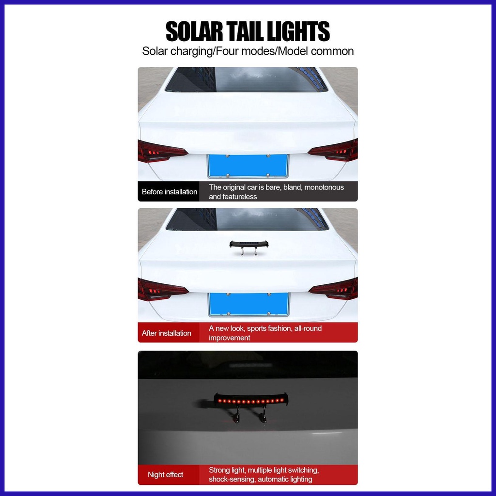 Đèn hậu led mini cánh lướt gió chống thấm nước đèn led cảnh báo nhấp nháy với cảm biến ánh sáng cánh lướt gió năng lượng mặt trời cho phía sau robpvn