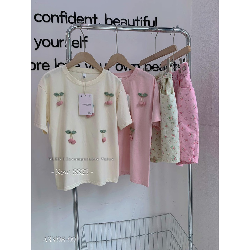 Áo phông quả che.rry thêu nổi