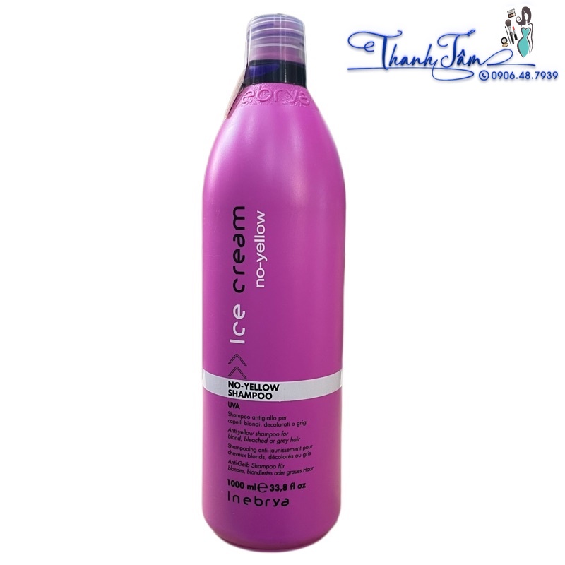 Dầu gội khử vàng Inebrya cho tóc bạch kim Ice Cream No-Yellow Shampoo 1000ml
