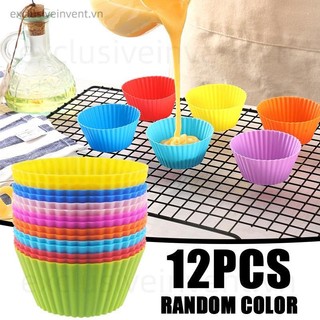 12 cái silicone muffin cup 7cm cake cup màu ngẫu nhiên khuôn nướng nhà bếp -1 bộ