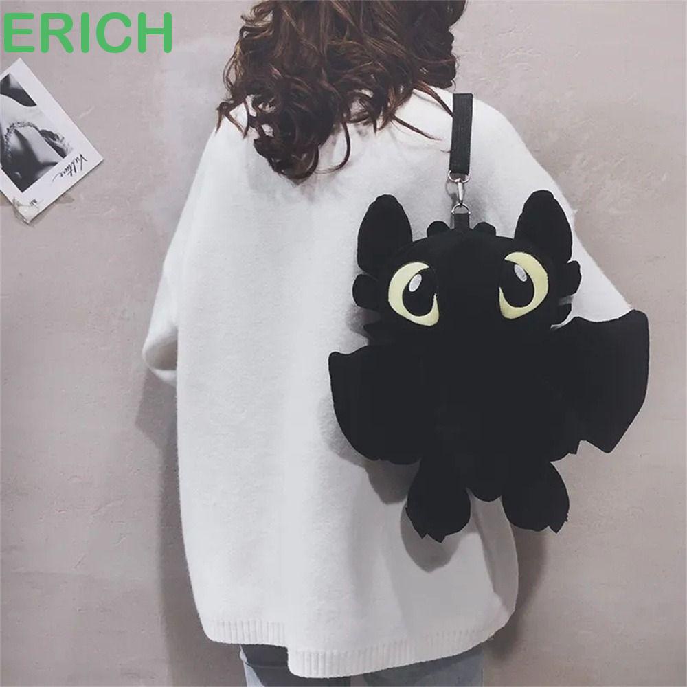 Erich dragon toothless shoulder bag, dragon without teeth how to train the dragon ba lô sang trọng, lovely hide the world toothless black anger of light characters đồ chơi