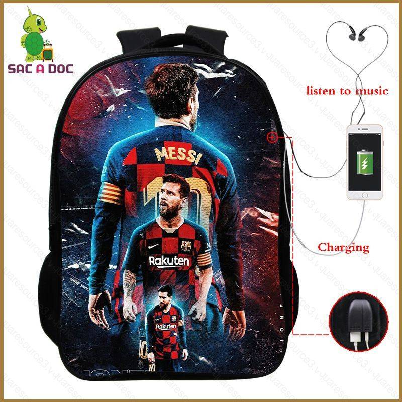 Sq3 lionel messi ba lô cho nữ nam sinh viên dung tích lớn in thoáng khí cá tính túi nữ đa năng