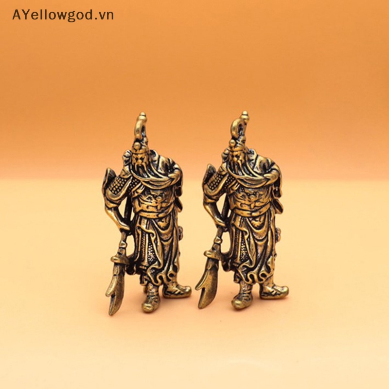 Ayellowgod solid pure copper guan gong car keychain mặt dây chuyền túi hành lý treo phụ kiện trang sức bằng đồng thau chuỗi chìa khóa quà tặng vn