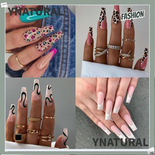 [Hàng mới về] Hộp 24 móng tay giả kiểu Pháp che phủ toàn bộ tháo rời được dạng nhấn bền