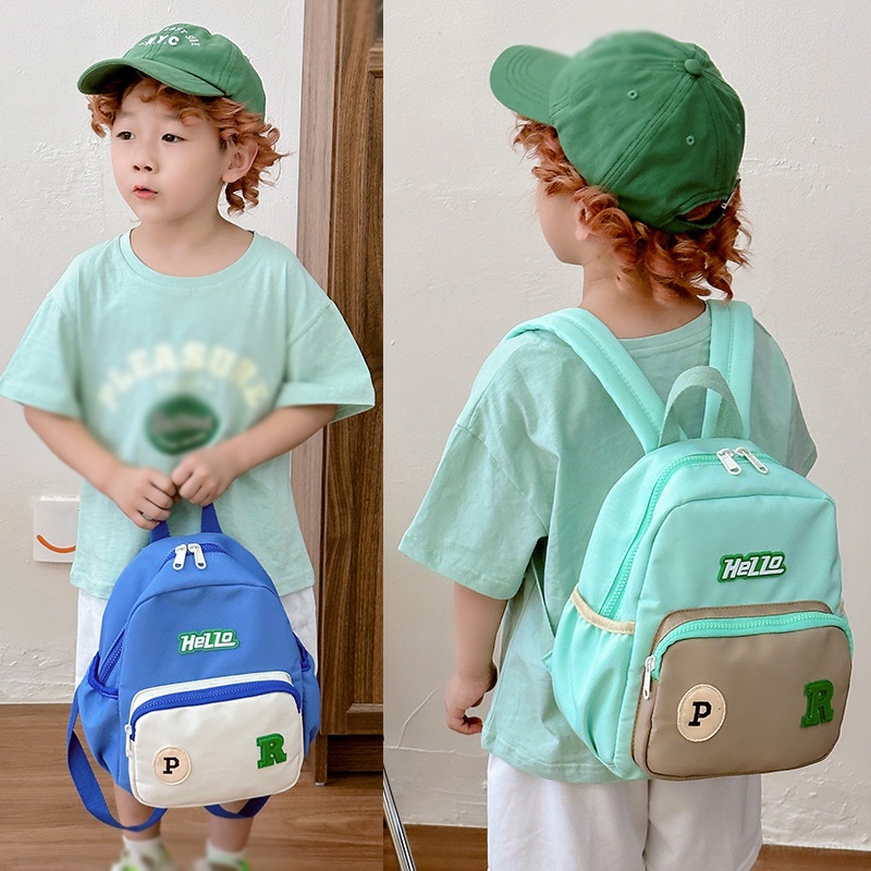 Trẻ em hàn quốc bé gái bé trai colorblocking ba lô chữ cái trẻ em cá nhân hóa túi đeo vai nhẹ