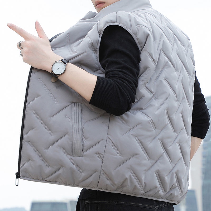 Áo ghi lê nam ấm áp lưng phong cách hàn quốc mới đa năng cổ đứng đẹp trai cotton mặc bên ngoài vest