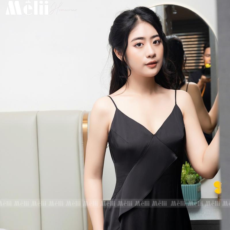 Váy lụa 2 dây vạt chéo siêu tôn dáng, tiểu thư cho các nàng