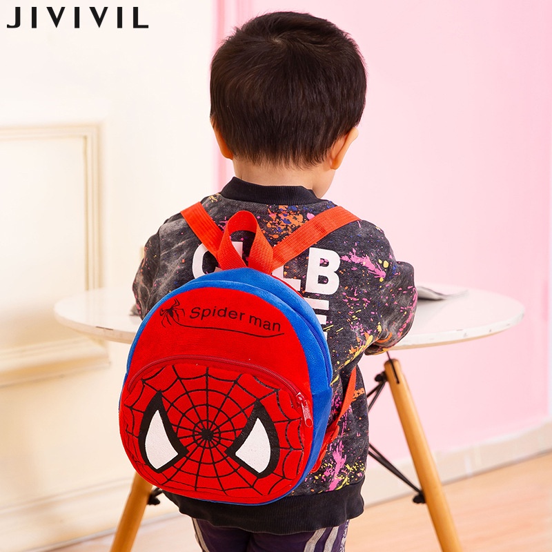 Ba lô trẻ em jivivil sang trọng phim hoạt hình dễ thương spider man load-reducing phiên bản hàn quốc đa năng ins nhật bản ba lô thông thường