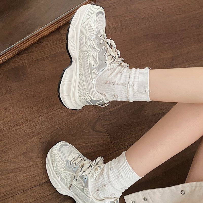 Giày thể thao nữ màu đen thick-soled sneakers mới mùa thu và mùa đông all-match running sneakers-aa0682