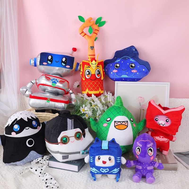 Tuyên bố chung lankybox x pj mask power heroes!Mới lankybox boxy / foxy / rocky plush doll soft stuffed lankybox robot plushie toy quà tặng trẻ em