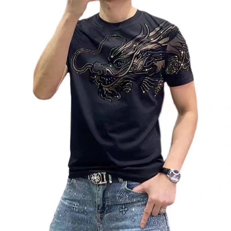 T-shirt nam màu đen đơn giản phong cách hàn quốc thời trang đẹp trai đa năng hàng đầu
