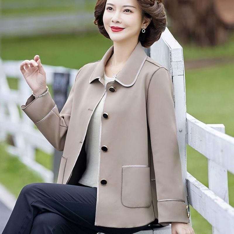Áo Khoác Len Hai Mặt Dáng Ngắn Chống Gió Thời Trang Dành Cho Phụ Nữ Trung Niên