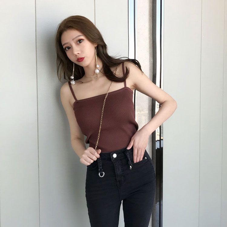 Áo Hai Dây Dệt Kim Dáng Ôm Thời Trang Mùa Hè Quyến Rũ Cho Nữ