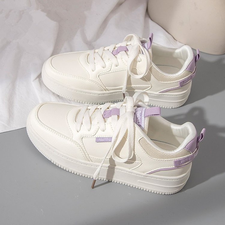 Giày trắng đế dày phong cách hàn quốc, giày bảng màu tím mới, giày thể thao đa năng phong cách hồng kông sinh viên