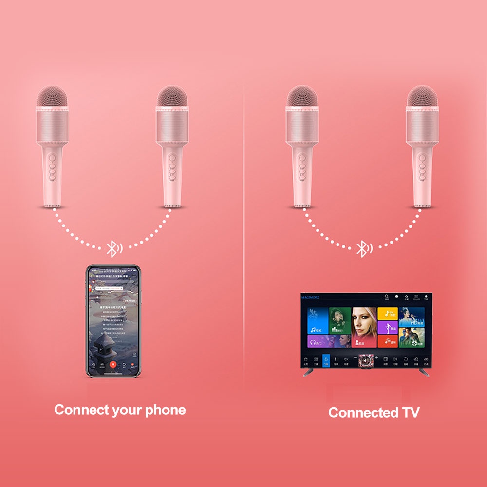VIRWIR Karaoke Micro bluetooth Không Dây Cầm Tay Khoảng Cách 10m Cho Trẻ Em