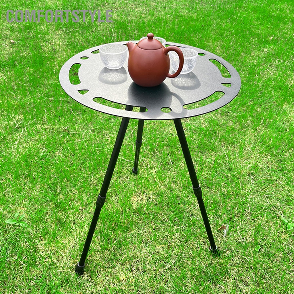 Comfortstyle Bàn tròn nhỏ di động có thể gập lại ngoài trời Hợp kim nhôm điều chỉnh chiều cao cắm trại nhẹ