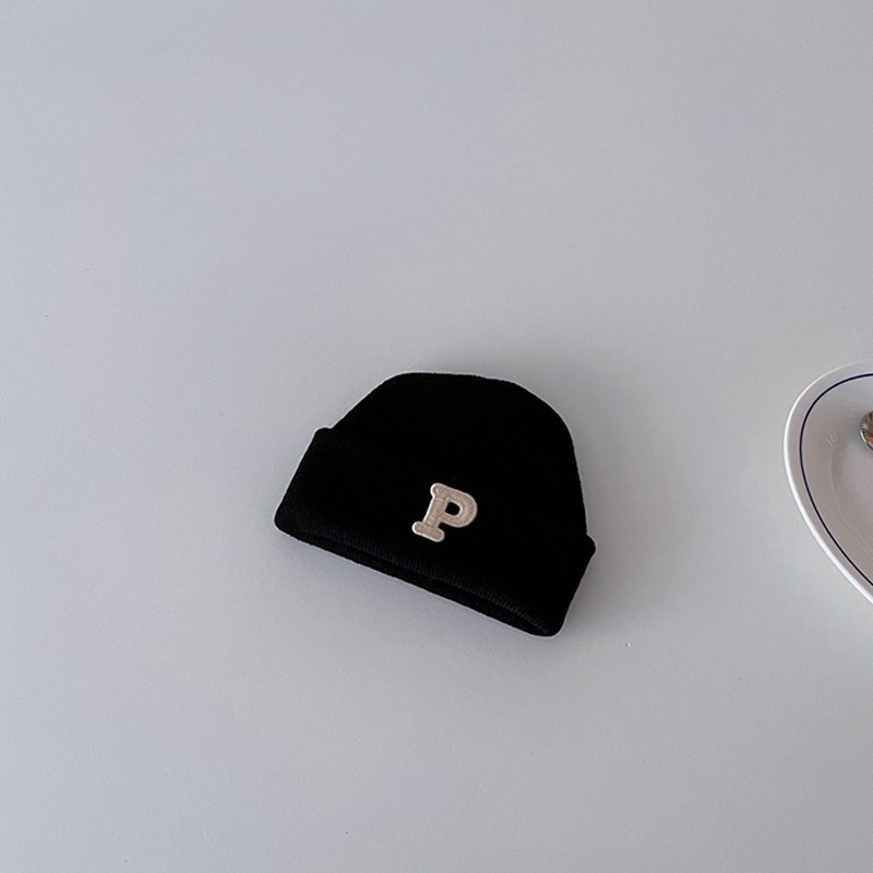 Simple letter baby beanie cap mùa thu đông ấm áp len mềm mại trẻ sơ sinh bé trai cô gái mũ đan dễ thương đàn hồi chống gió trẻ mới biết đi mũ ngoài trời