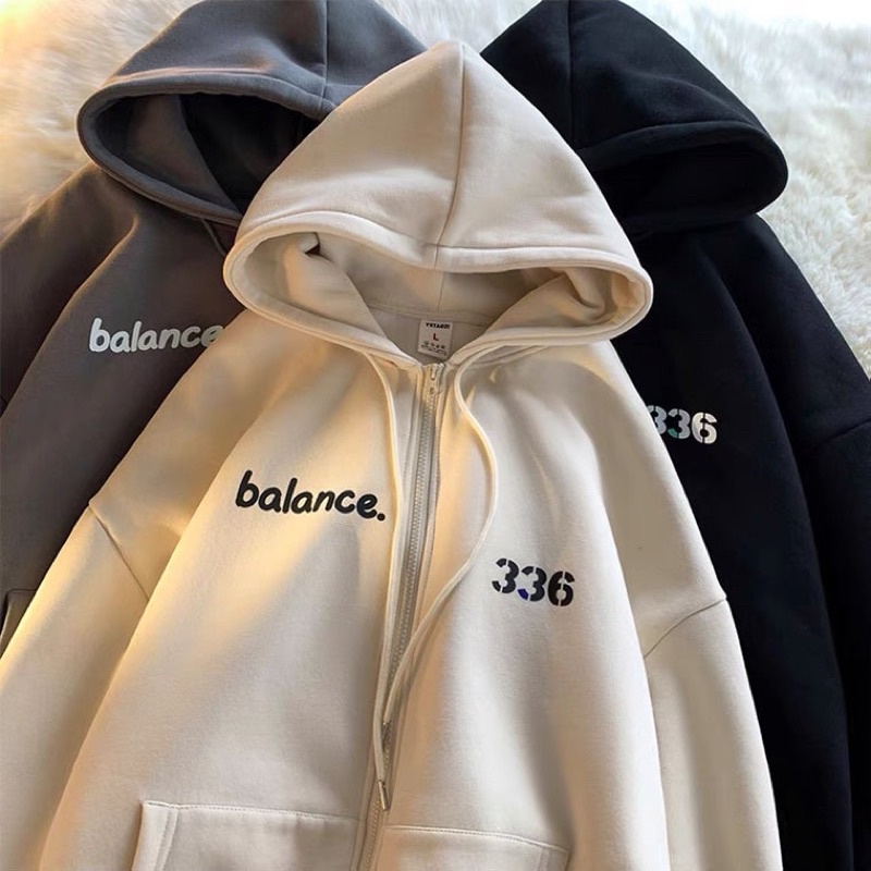 Áo khoác hoodie zip chất nỉ bông in số 336