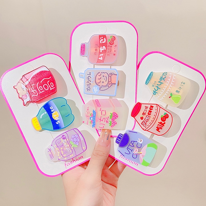 ※LISA※Kẹp Tóc Hình Chai Nước Hoạt Hình Phong Cách Hàn Quốc Dễ Thương