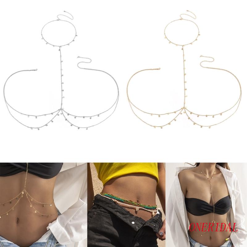 Chuỗi Dây Đeo Cơ Thể Trang Trí Tua Rua Hình Ngôi Sao Lấp Lánh Cho Nữ