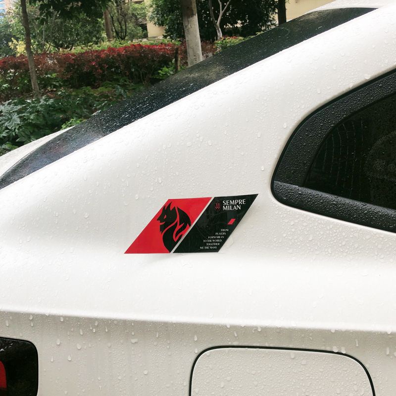 Ac milan Đề Can vinyl Màu Đỏ Đen In Hình logo Câu Lạc Bộ Bóng Đá Trang Trí Xe Hơi Xe Máy Điện