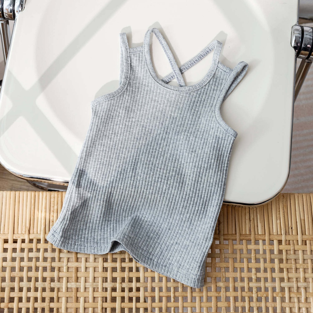 Áo Hai Dây Màu Trơn Bằng Cotton Thời Trang Mùa Hè Cho Bé Gái