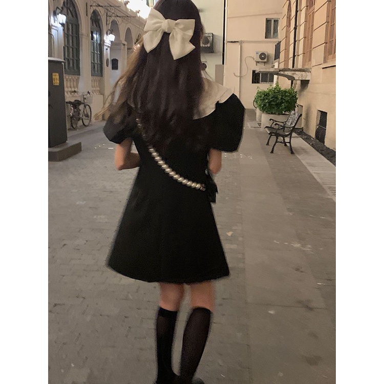 Đầm Ngắn Tay Phồng Cổ Búp Bê Eo Cao Thời Trang Mùa Hè Thiết Kế Mới Ngọt Ngào