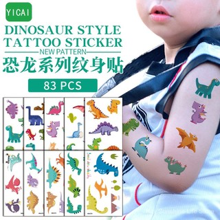 Hình xăm dán chống nước hình khủng long dễ thương cho bé