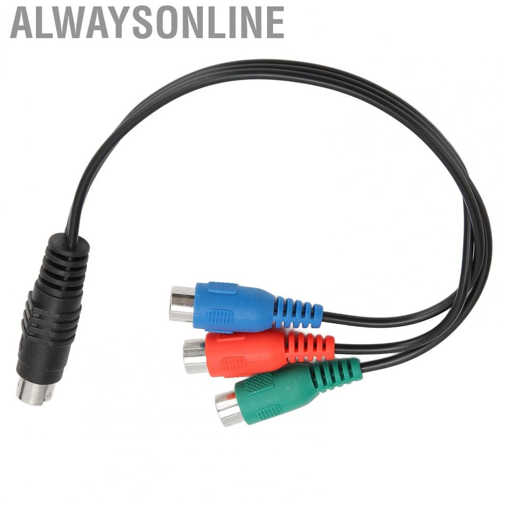 Alwaysonline S Video 7 Pin Male to 3RCA Female Cable High Accuracy AV Sound Adapter 0.9ft audio line