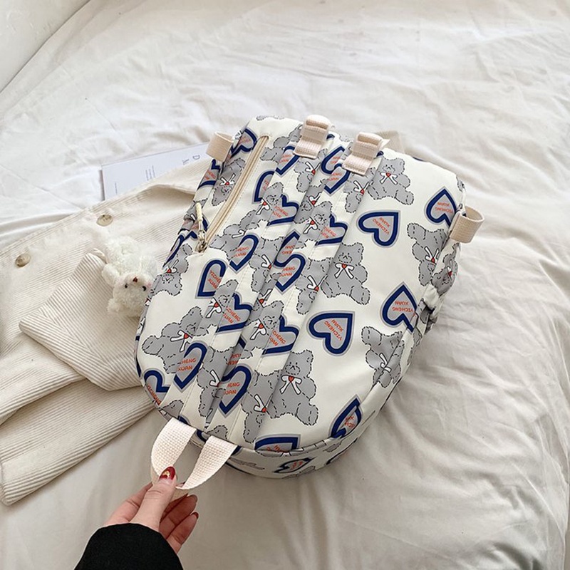 Ba Lô Họa Tiết Trái Tim Thoáng Khí Sức Chứa Lớn Phong Cách harajuku Hàn Quốc Cho Nữ