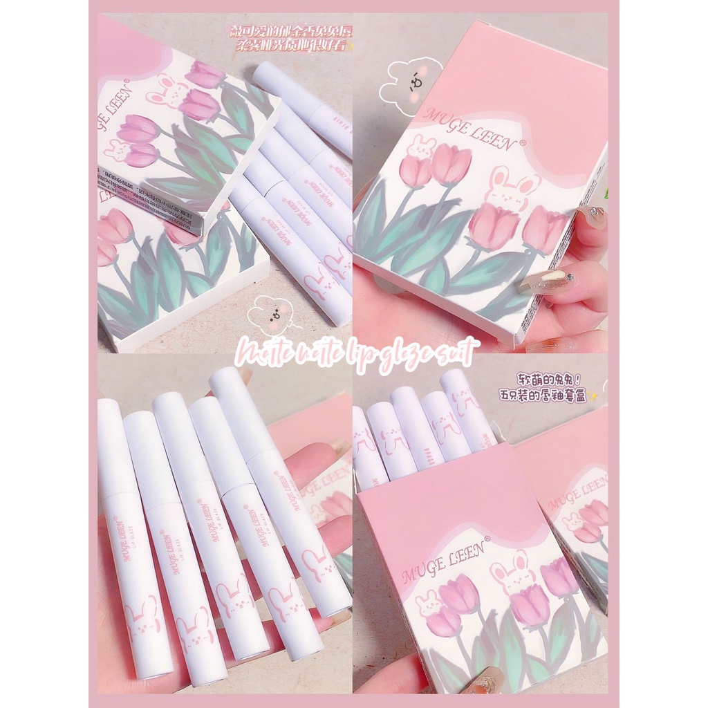 Set 5 Thỏi Son Lì Muge LEEN Tulip Không Phai Màu