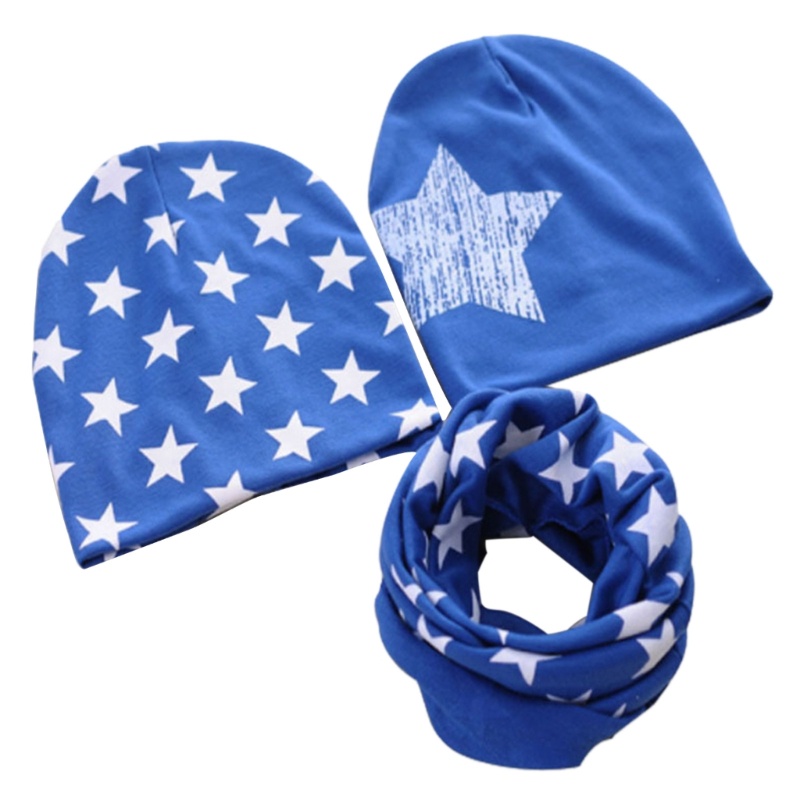 Bộ 3 Món Mũ Và Khăn Choàng Cổ Chống Gió In Họa Tiết Ngôi Sao Phong Cách Muslin Giữ Ấm Cho Bé Sơ Sinh