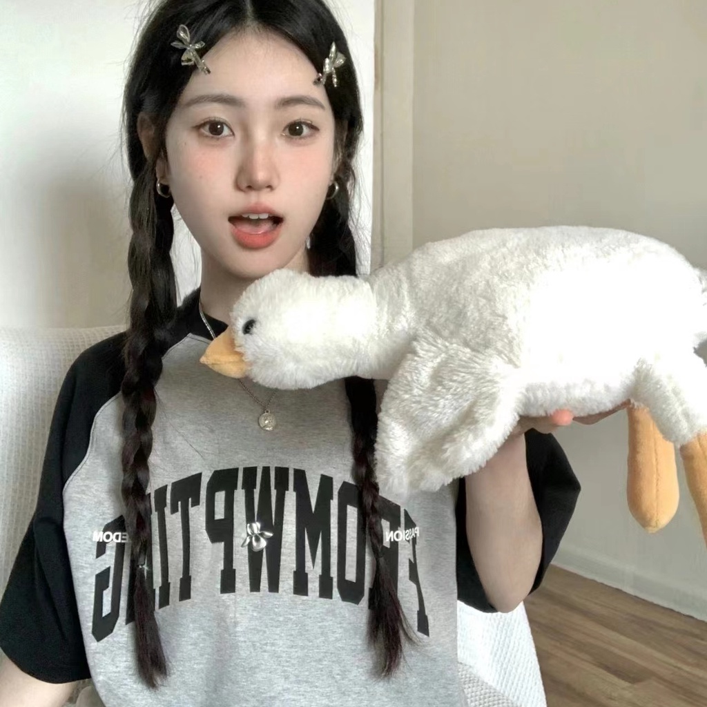 Áo Thun 100% Cotton Tay Ngắn Dáng Rộng In Họa Tiết Hoạt Hình Phong Cách Hàn Quốc Thời Trang Cho Nữ