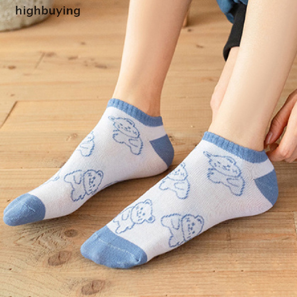 1 Đôi Tất Cổ Thuyền In Hình Gấu Vui Nhộn Phong Cách Harajuku Cho Nữ