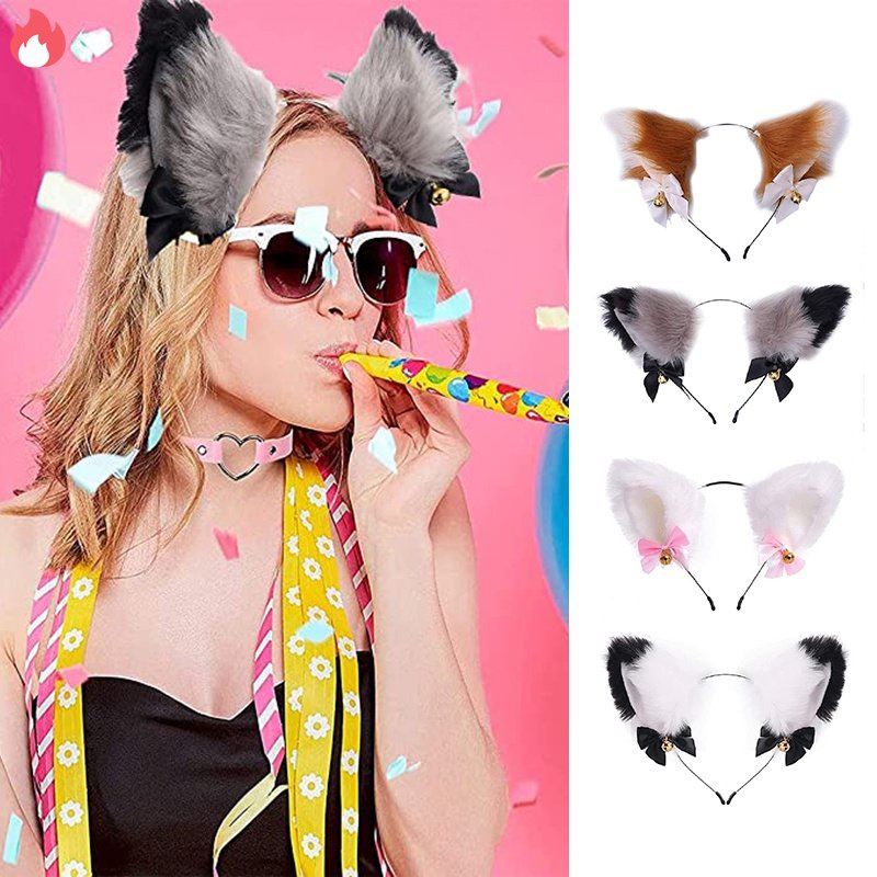 Băng Đô Tai Mèo Phối Lông Hóa Trang Dễ Thương SJHY0321