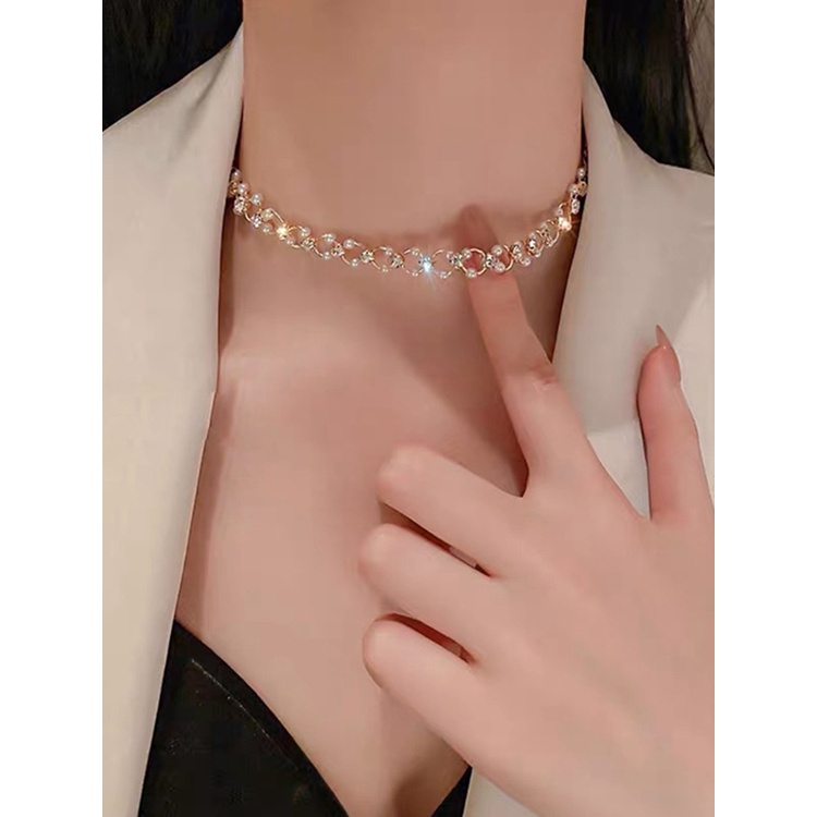 Vòng cổ HợP Kim ĐíNh NgọC Trai Giả ThờI Trang