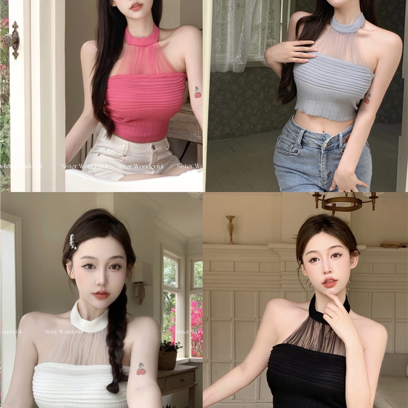 Áo Hai Dây Dệt Kim Quyến Rũ Thời Trang Hè Cho Nữ