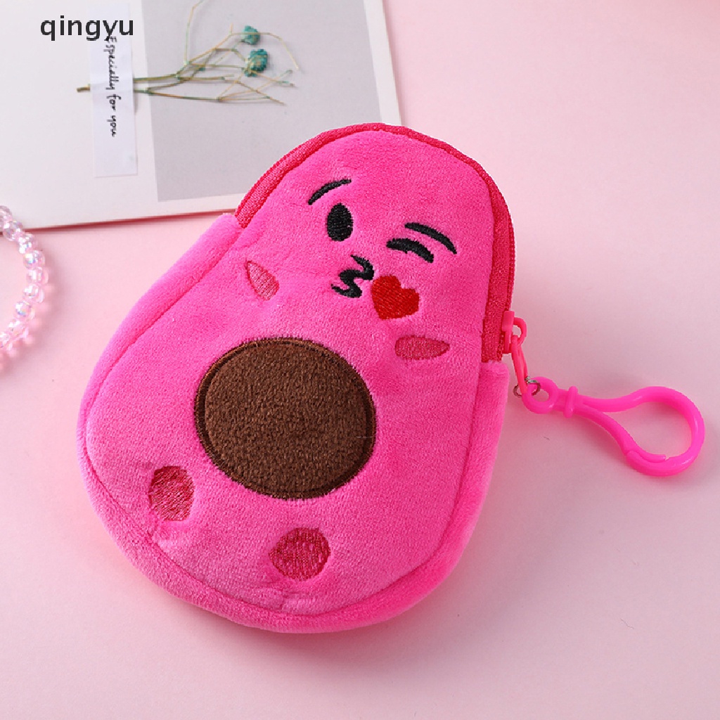 1 Ví Đựng Tiền Xu Hình Quả Bơ Nhồi Bông Mềm Có Khóa Kéo Cho Bé Gái