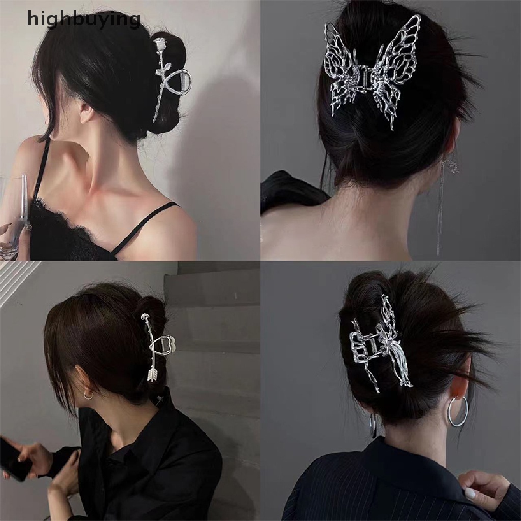 Kẹp Tóc Bướm Kim Loại Màu Bạc Thời Trang Cho Nữ