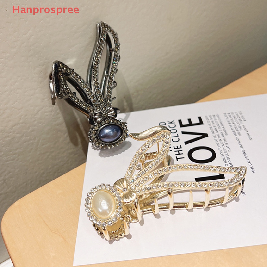 Kẹp Tóc Hình Tai Thỏ Đính Pha Lê Thanh Lịch Cho Nữ