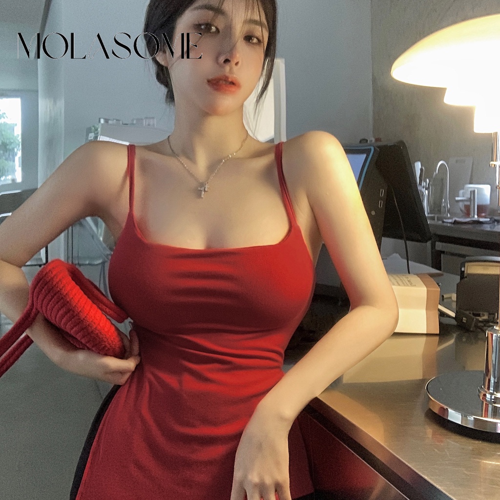 Áo Tank Top Không Tay Có Mút Đệm Màu Sắc Trơn Thời Trang 2023 Dành Cho Nữ